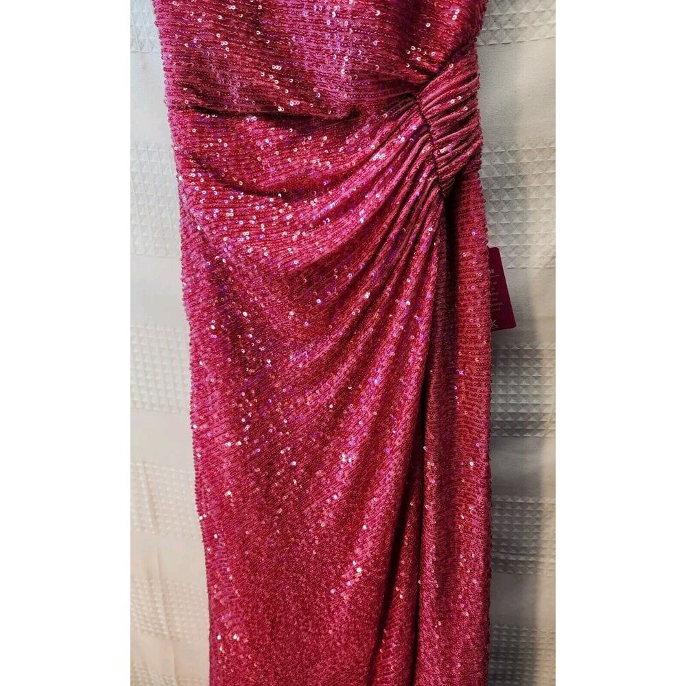 Morgan & Co Prom Dress Juniors Sz 1 Pink Maxi One Shoulder Sequin Backless 1148 - Picture 6 of 15
